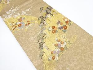 引き箔光悦垣に松・草花模様織り出し袋帯